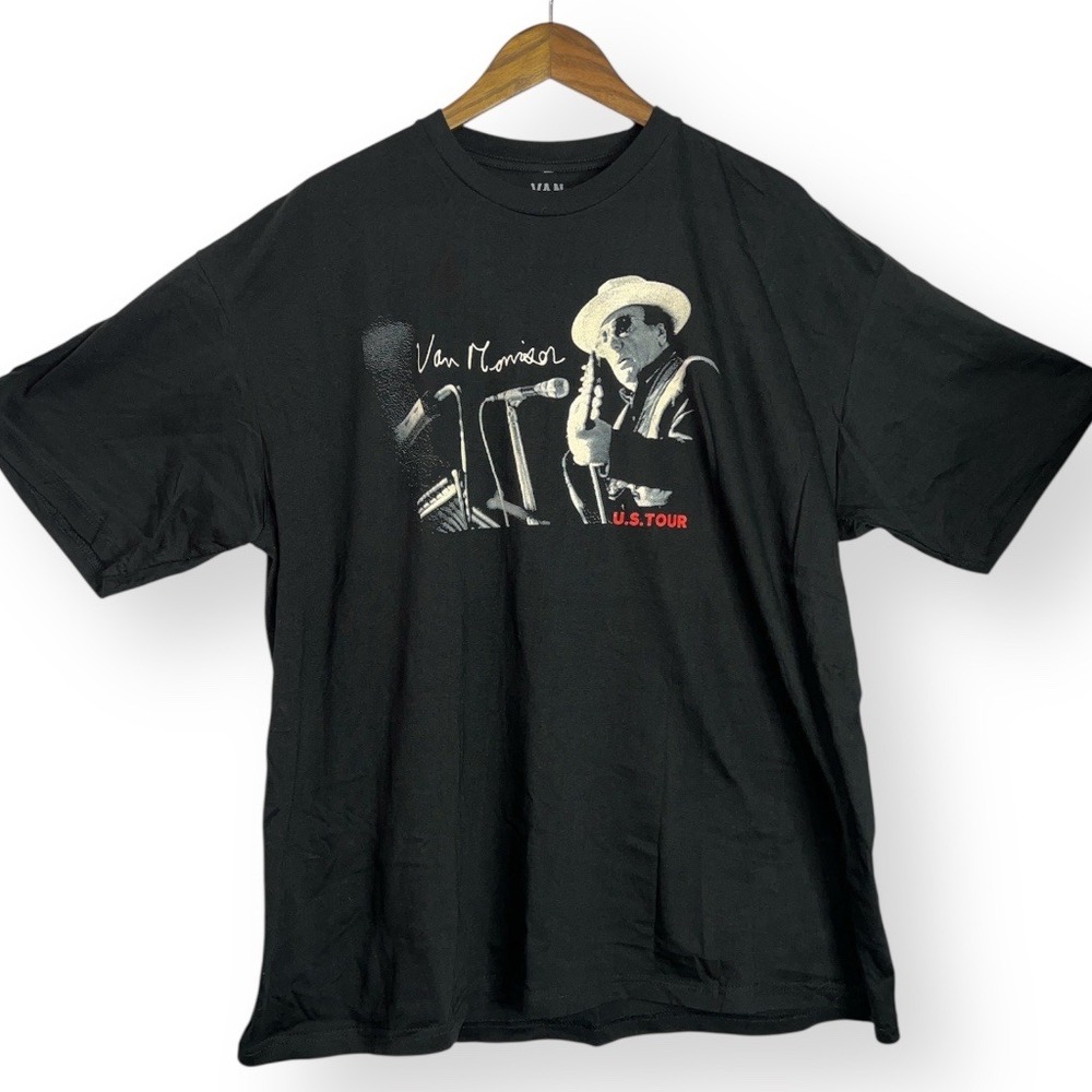 Van Morrison 2023 US Tour Concert T-Shirt Mens XXL Black Graphic Band Tee Cotton